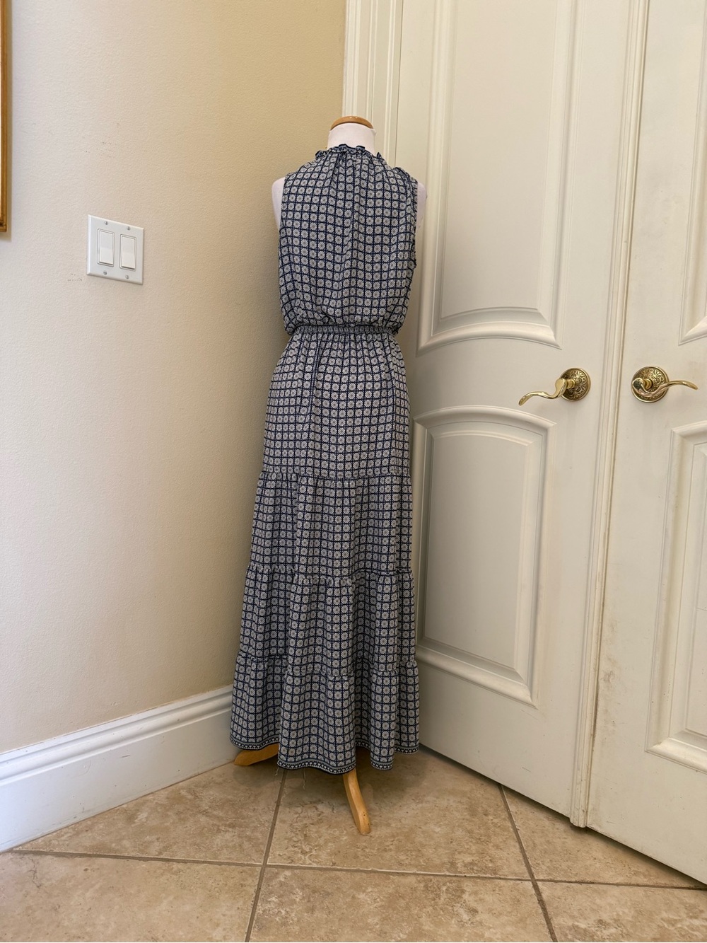 New - Max Studio blue and white boho tiered maxi dress - Picture 4 of 5